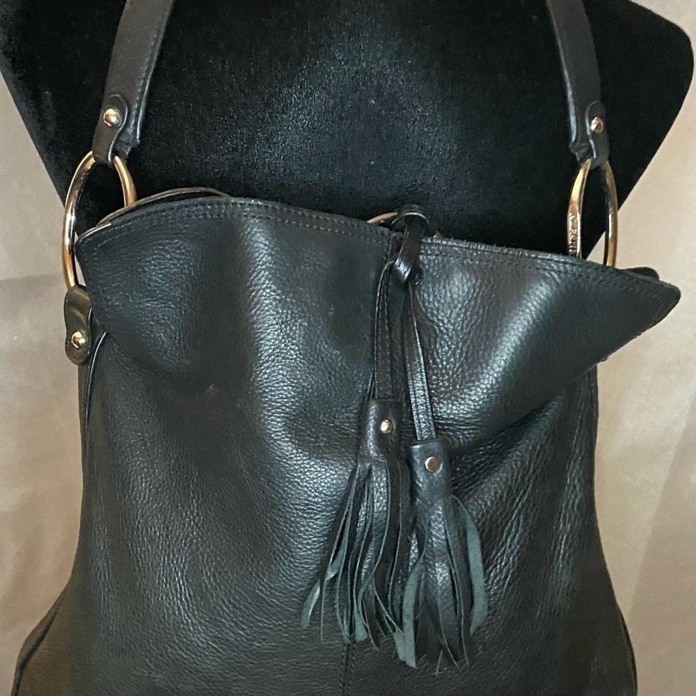 Alfani black Genuine Leather Purse Tassels​​​​​​​​​​​​​​​​​​​​​​​​​​​​ - Picture 6 of 12